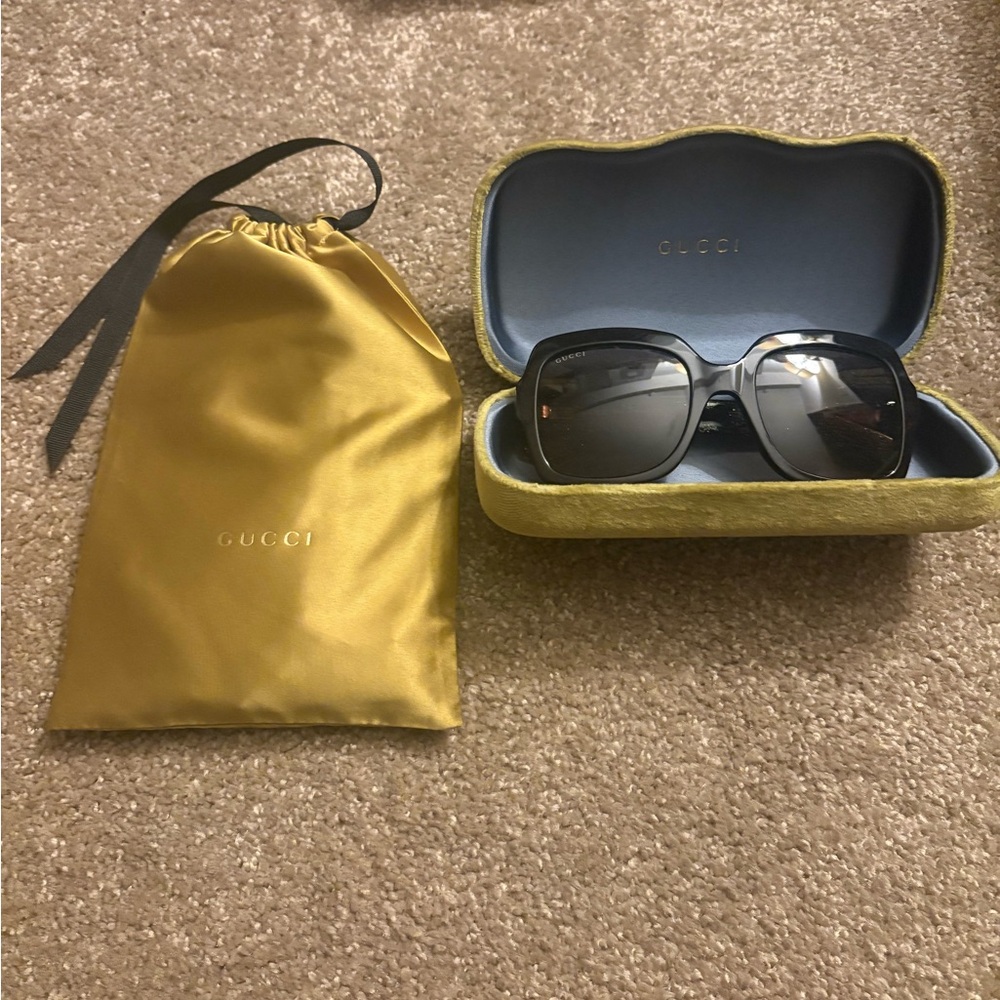 Gucci Black Sunglasses with Gold Pouch